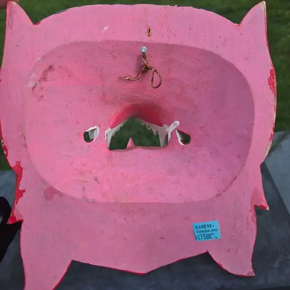 Vintage Balinese Garuda Mask Hand Painted Marked Mythical Ceremonial Wall Art